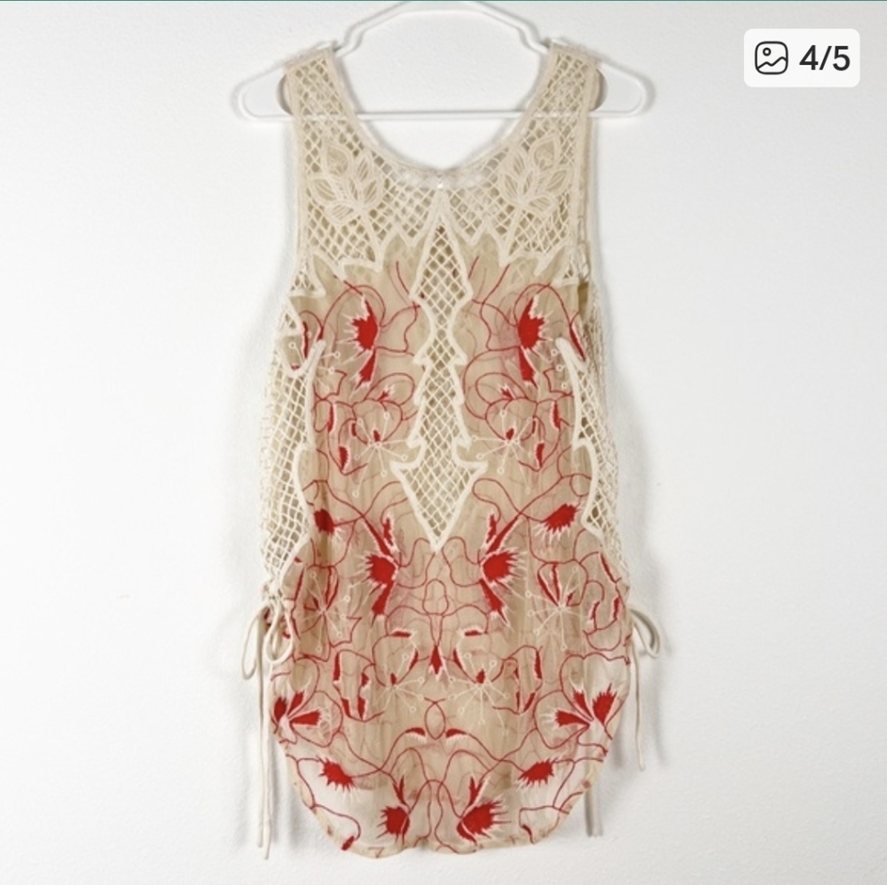 Free People Sheer Crochet Meadow Festival Top Size Medium - Picture 4 of 5